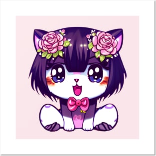 Cute kawaii kitten Posters and Art